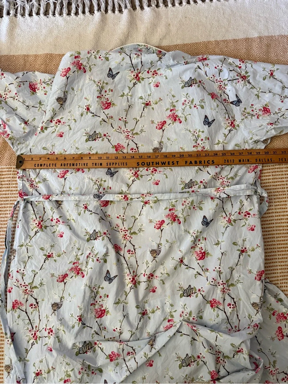 Vermont Country Store Women's Floral Cotton Robe - Light Blue with Pink Print 3X